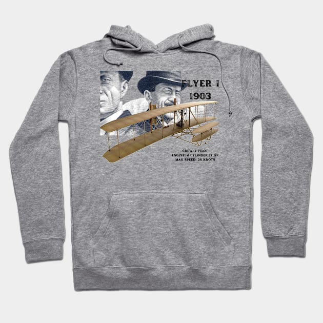 flyer 1 brothers aircraft design Hoodie by AERONAUTICA COL